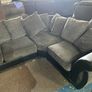 Black/grey corner sofa with matching chair Image 5
