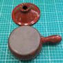 Vintage Stoneware 1/2Pt Individual Soup bowl with a long handle & a lug handle. Image 7