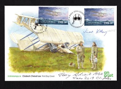 2019 Ireland The 100th Anniversary of the First Transatlantic Flight Commemorative Stamp An Post First Day Cover (FDC) signed by Co. Clare based artist, Vincent Killowry & Tony Alcock MBE