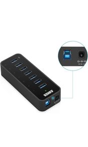 Anker 7-Port USB 3.0 Data Hub w/ 36W Power Adapter BC 1.2 Charging Port Splitter