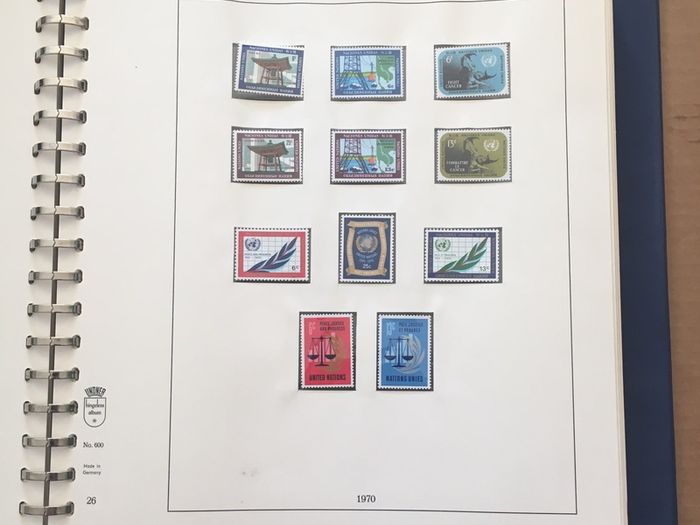 1951-1980s United Nations Stamp Collection Mint Never Hinged (MNH) in Lindner Pages housed in album (60 images showing contents)