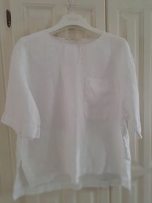 ZARA 100% Linen White Top New