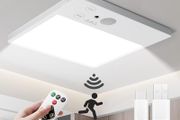 Rechargeable LED Ceiling Light, 7000mAh Motion Sensor Lights Indoor | Remote, battery operated, 500LM, 3 color dimmable, magnetic mount, for Shed, bathroom, shed, loft, garage, porch, hallway [Energy Class B]