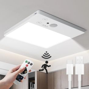 Rechargeable LED Ceiling Light, 7000mAh Motion Sensor Lights Indoor | Remote, battery operated, 500LM, 3 color dimmable, magnetic mount, for Shed, bathroom, shed, loft, garage, porch, hallway [Energy Class B]