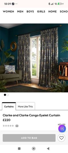 Clarke and Clarke Congo Eyelet Curtain
