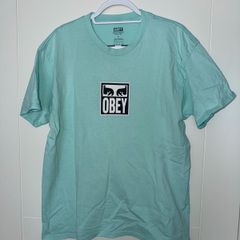 Obey Mens Blue Logo T-Shirt - size Large