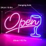 Open Wineglass Neon Sign Pink Blue LED Neon Light Wall Decoration for Home Bedroom Drinking Bar Club Wedding Birthday Party Decoration with USB Power Gift (FREE POSTAGE) Image 6