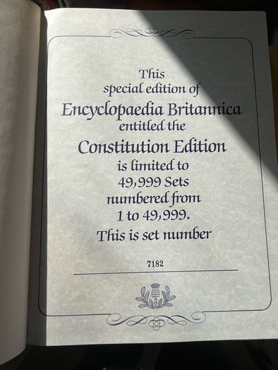 Encyclopaedia Britannica 54Volume Collection Limited Constitution Edition