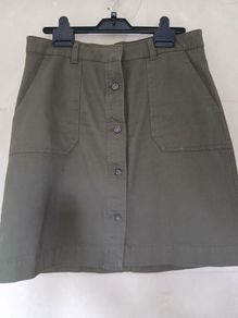khaki green cotton short skirt