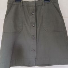 khaki green cotton short skirt soft and stretchy with 4 pockets