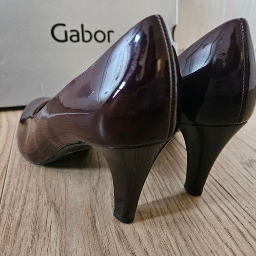 Gabor ladies medium heel court bordeaux leather shoes size UK6 EU 39 new