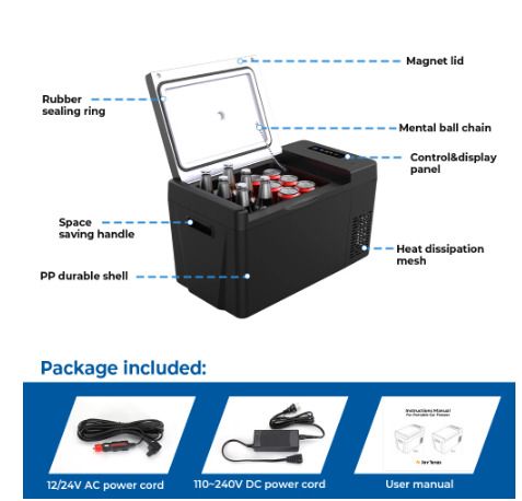 Car Mini Fridge 12V Portable Compressor Refrigerator 22L/28L Cooler For Caravan Camping Travel or Cosmetic Freezer