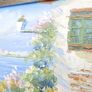 Vintage Oil Paintings Seaside Impressionism Wall Art Blue Oil Paintings Garden Floral Wall Art Blue Artwork Living Room Wall Art, signed framed Image 10