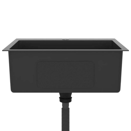 Handmade Kitchen Sink with Faucet Hole Black Stainless Steel