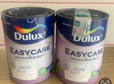 2 x 5 Litre tins ARCTIC BLOND DULUX Easycare Washable Matt paint.