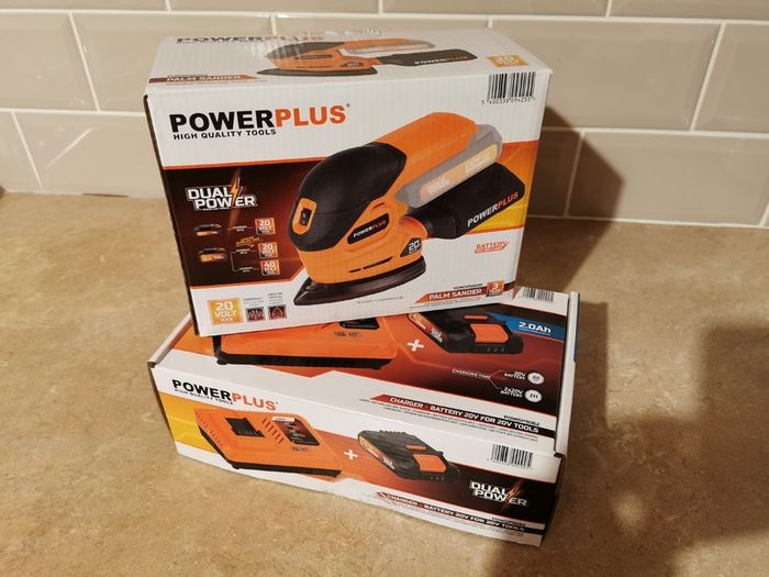 Palm Sander Powerplus + Charger + Battery 20v 2.0ah Cordless Power Tool Woodworking