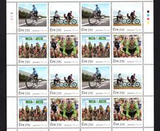 2016 Ireland Cycling in Ireland Commemorative Stamp Sheetlet Plate 1A1A1A1A Mint Never Hinged (MNH)