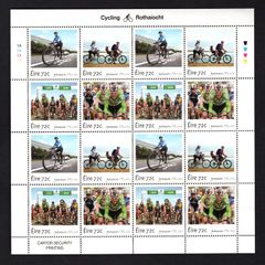 2016 Ireland Cycling in Ireland Commemorative Stamp Sheetlet Plate 1A1A1A1A Mint Never Hinged (MNH)