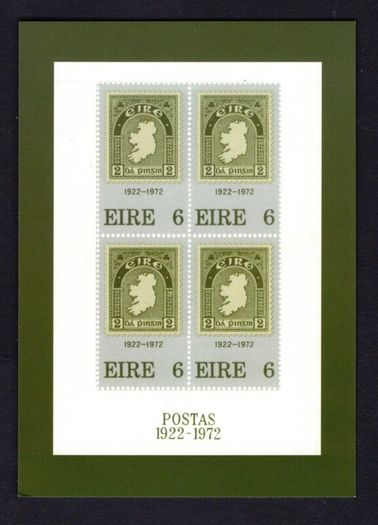 2012 Ireland Stampa Exhibition Card Showing Ireland's first stamp miniature sheet being 1972 50th Anniversary of first Irish postage stamp