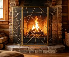 3 Panel Iron Fireplace Screen