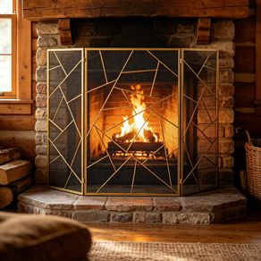 3 Panel Iron Fireplace Screen