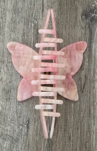 Iridescent White, Cream and Pink Long Butterfly Claw Clips