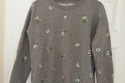 New Jack Wills Grey Floral Embroidery Jumper - size UK 8