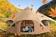 Canvas Tent, 4 Seasons 5 m/16.4 ft Bell Tent, Canvas Tent for Camping with Stove Jack, Breathable Yurt Tent for up to 8 People
