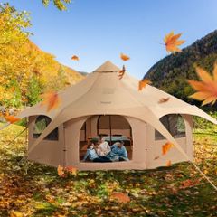 Canvas Tent, 4 Seasons 5 m/16.4 ft Bell Tent, Canvas Tent for Camping with Stove Jack, Breathable Yurt Tent for up to 8 People