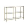 console table, side table with 2 shelves, tempered glass, storage shelf, metal frame, adjustable feet, for living room, hallway Image 2