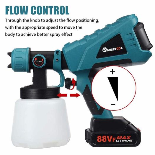 88VF 1500W 1000ML Cordless Electric Spray Gun with 3Nozzle Flow Control Airbrush High Power Paint Sprayer For Makita 18V Battery