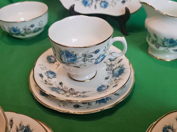 Vintage Arklow Bone China Blue Roses Tea Set | Fine Irish Porcelain with Gold Trim