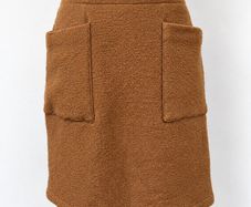 Gallery Brown Wool Blend Skirt With Pockets Size UK 10-12