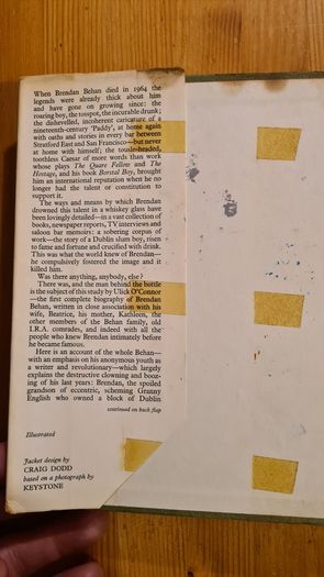 Brendan Behan By Ulick O'connor. Vintafe 2970. Hardback With Dustjacket In Fair Condition.