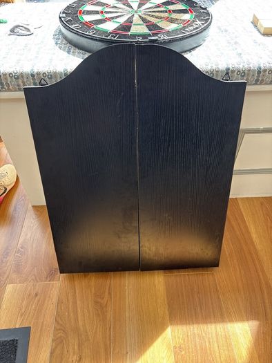 dart board and cabinet