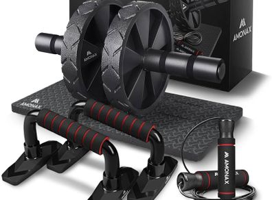 FREE EXPRESS SHIPPING  Gym Equipment for Home Workout (Ab Roller Wheel Set, Skipping Rope, Push-up Handles). Fitness Exercise, Strength Training Equipment for Abs, Weight Loss, Sport Accessories for Men Women