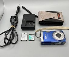 Pentax Optio M60 10MP Blue Compact Digital Camera - Tested - Full Kit