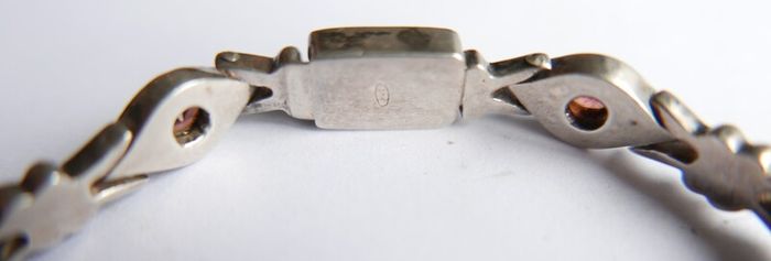 Vintage Natural Garnet and Sterling Silver 925 Bracelet, hallmarked Bracelet. length 7,5" - 26,1g