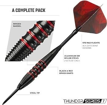 NEW SALE | 24 Piece Steel Tip Dart Set with Brass Barrels, Flights and Aluminium Shaft