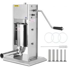 Sausage Stuffer 3L/7Lbs Sausage Maker with 5 Filling Nozzles Manual Sausage Stuffing Machine 2 Optional Speed Vertical Sausage Maker Kit For Home & Commercial Use Stainless Steel (FREE SHIPPING)