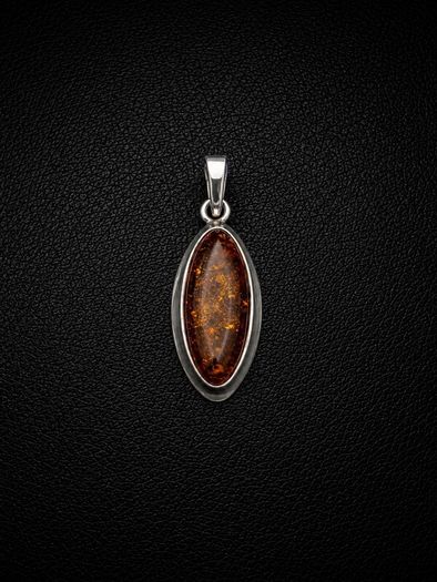 Vintage 925 Sterling Silver And Natural Baltic Amber Pendant