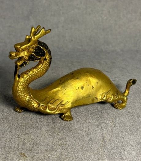 2 Chinese Dragons - Gilt Bronze