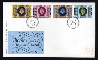 1977 Great Britain Silver Jubilee Commemorative Stamps First Day Cover (FDC).