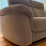 Two-seater sofa and foot stool taupe velvet Image 3
