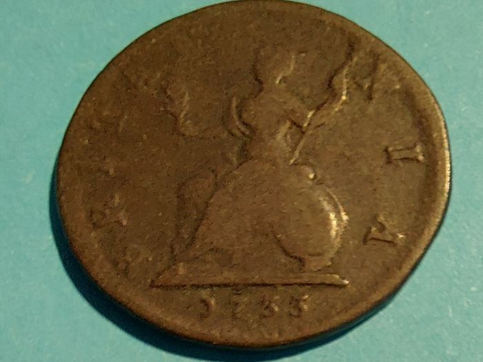 England George II  1733 FARTHING  In Fine condition
