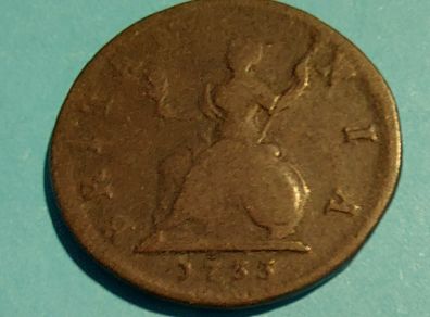England George II  1733 FARTHING  In Fine condition