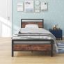 Single Bed Frames Solid Bedstead Base with Wood Headboard Image 9