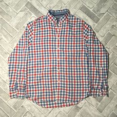 Tommy Hilfiger New York Fit Mens Red/Blue/White Check Long Sleeve Shirt Medium