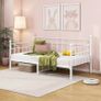 Single Daybed Frame 3ft Sofa Bed Steel Slats Platform Bed Frame 90x190 cm Children Bed For Living Room Guest Room,White Image 3