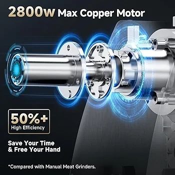 Electric Meat Grinder, 4-in-1 Meat Mincer Machine [2800W Max] with 3 Slice, Shred Blades, 2 Blades, 3 Plates, Sausage Stuffer, Kubbe Kit, for Home Kitchen Use, Sliver
